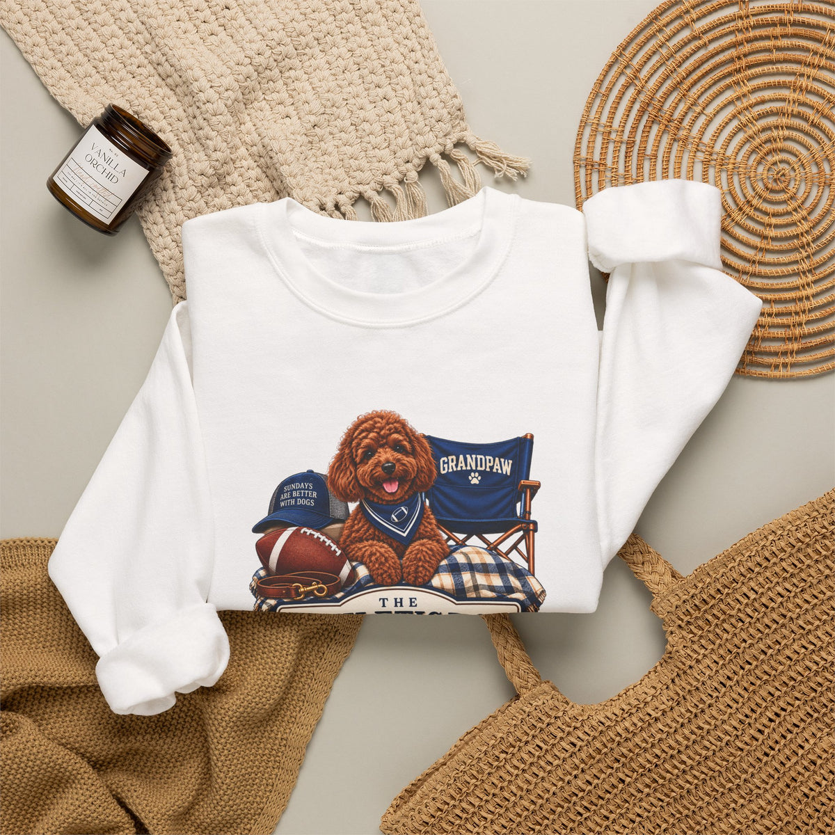 Dog Grandpa Football Crewneck Sweatshirt