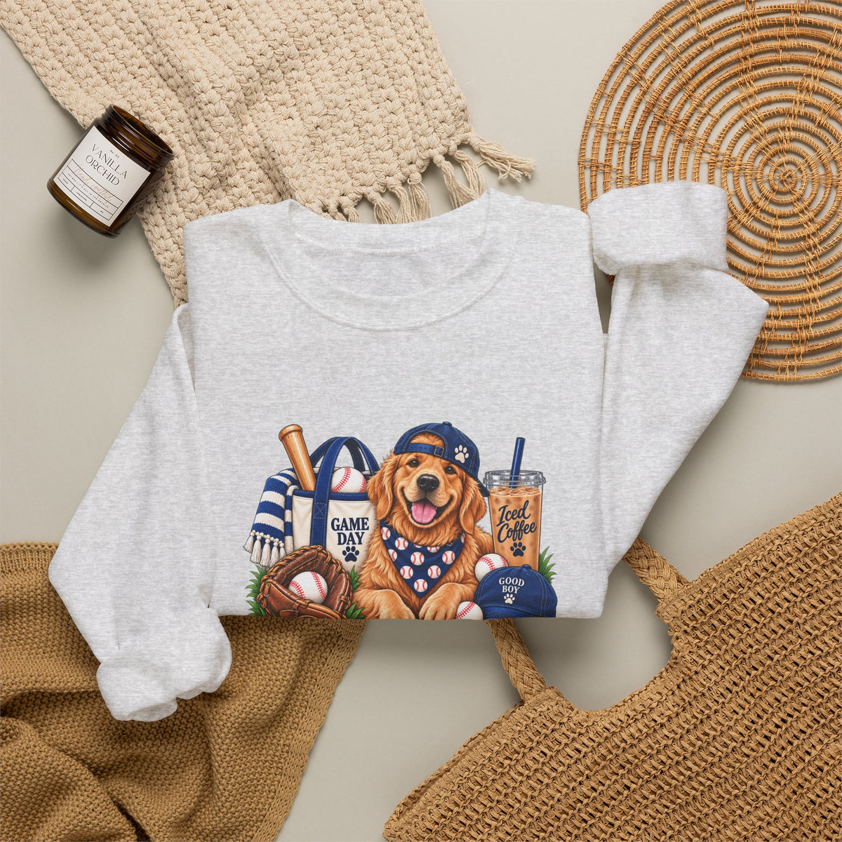 Golden Retriever Baseball Crewneck Sweatshirt