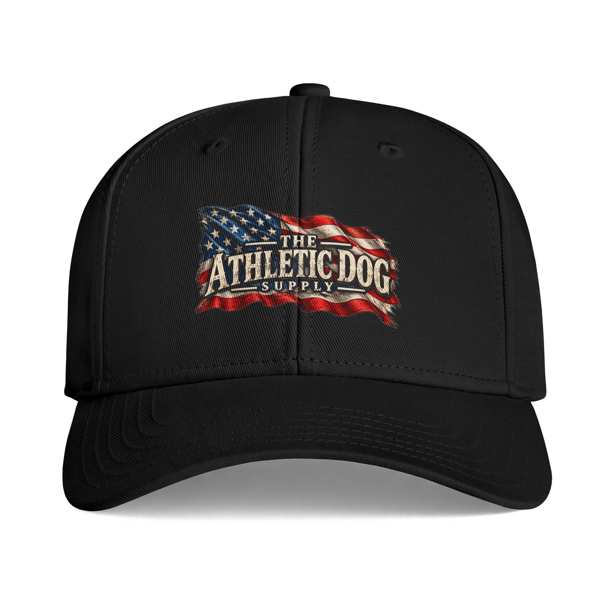American Flag Athletic Dog Cap — Patriotic Logo Baseball Hat