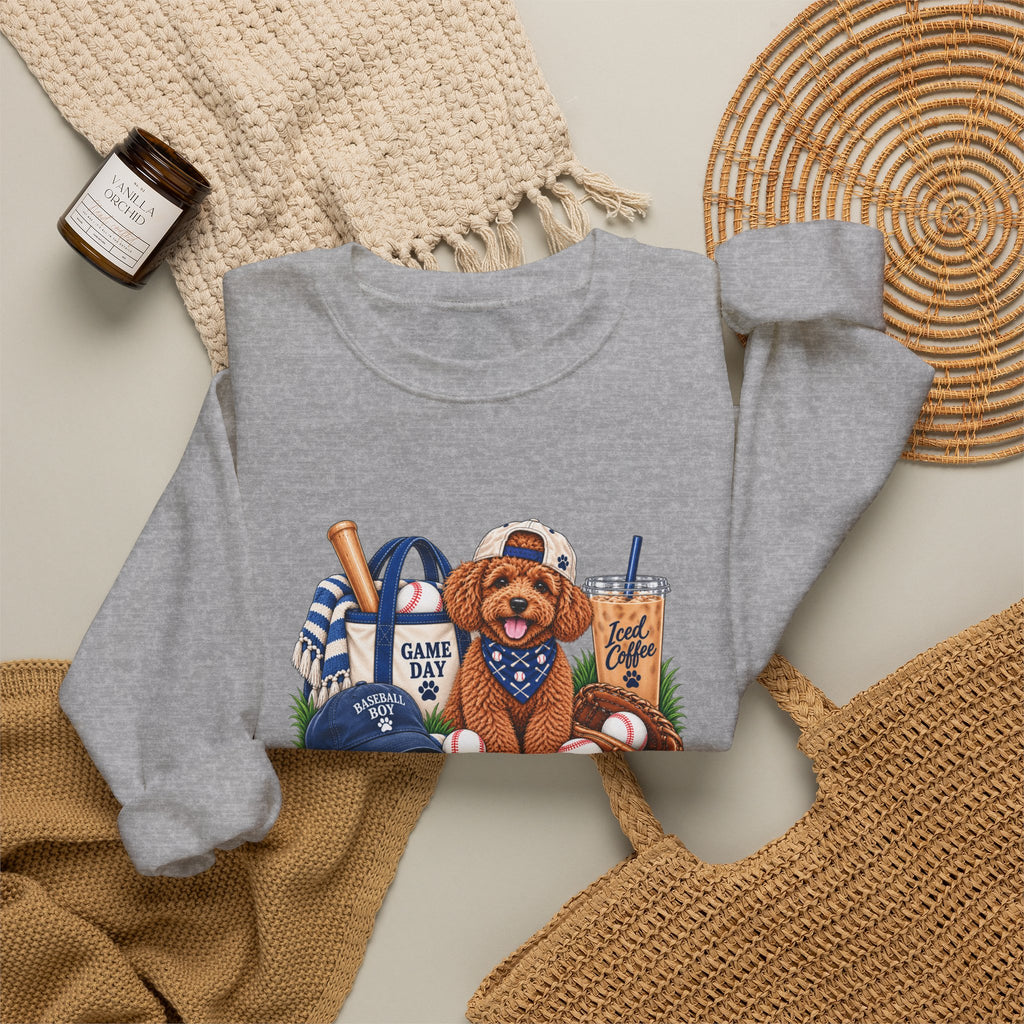Poodle Baseball Crewneck Sweatshirt