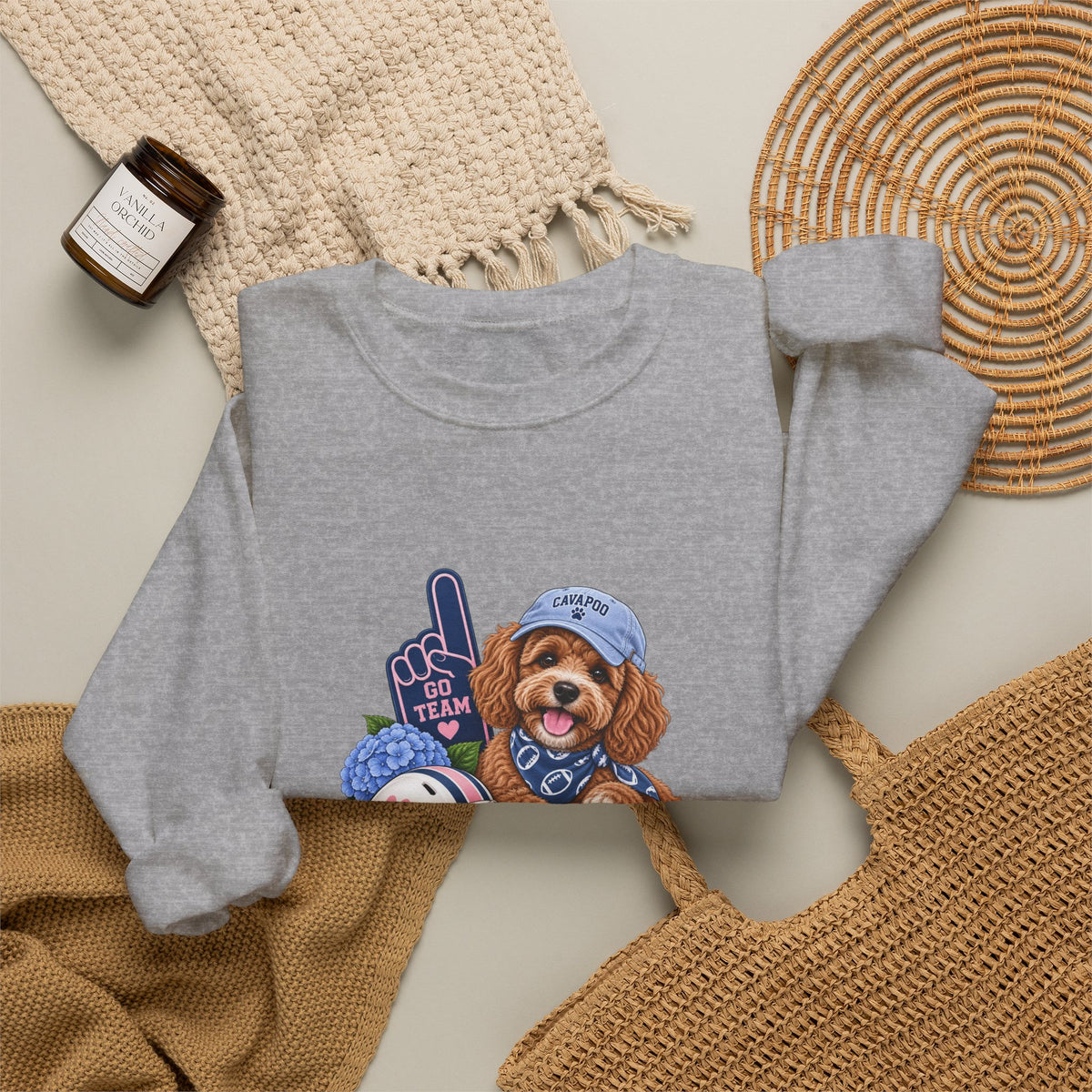 Cavapoo Football Crewneck Sweatshirt