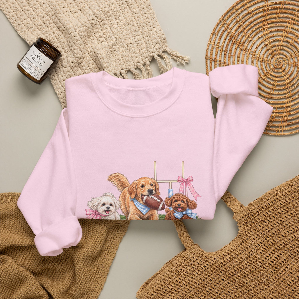 Puppy Trio Football Crewneck Sweatshirt