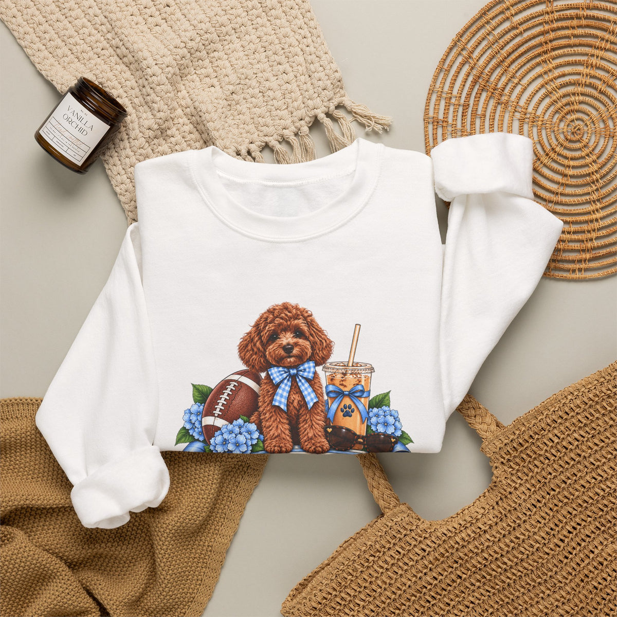 Dog Mom Football Crewneck Sweatshirt