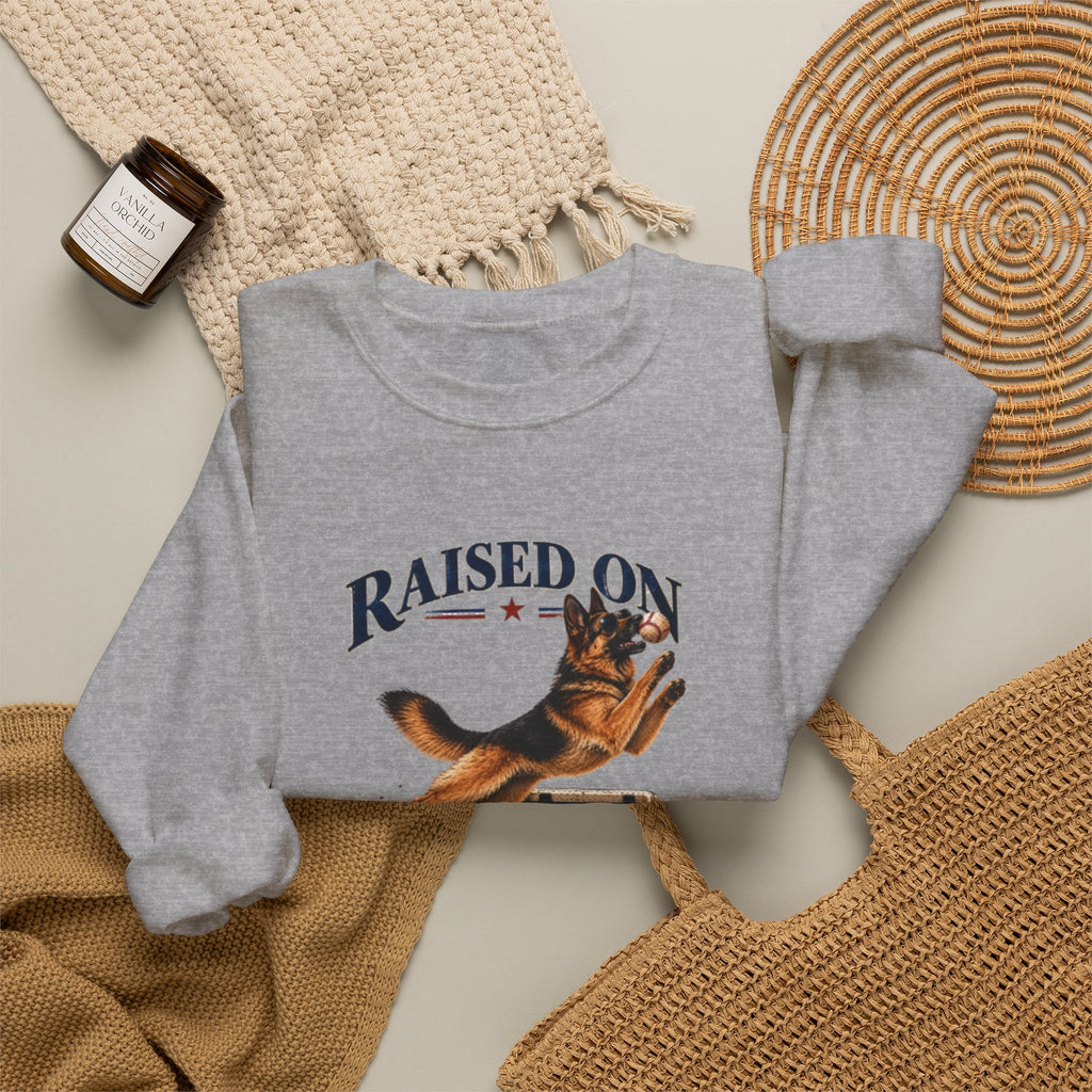 Raised on Baseball Football Crewneck Sweatshirt
