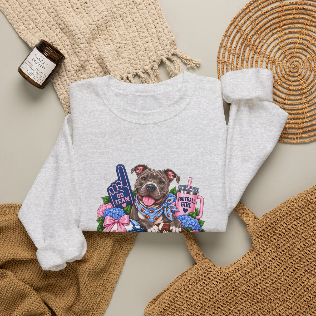 Pit Bull Football Crewneck Sweatshirt