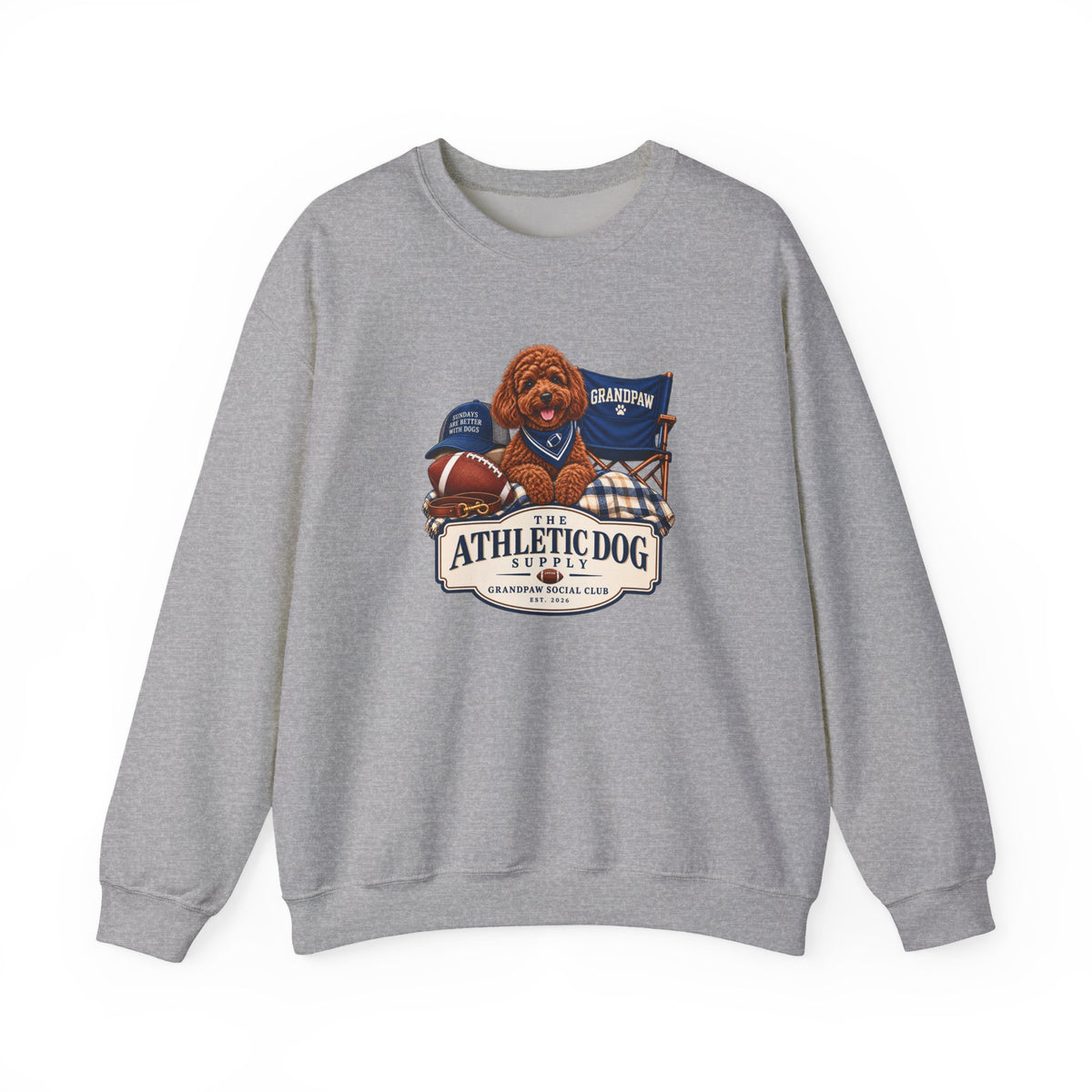Dog Grandpa Football Crewneck Sweatshirt