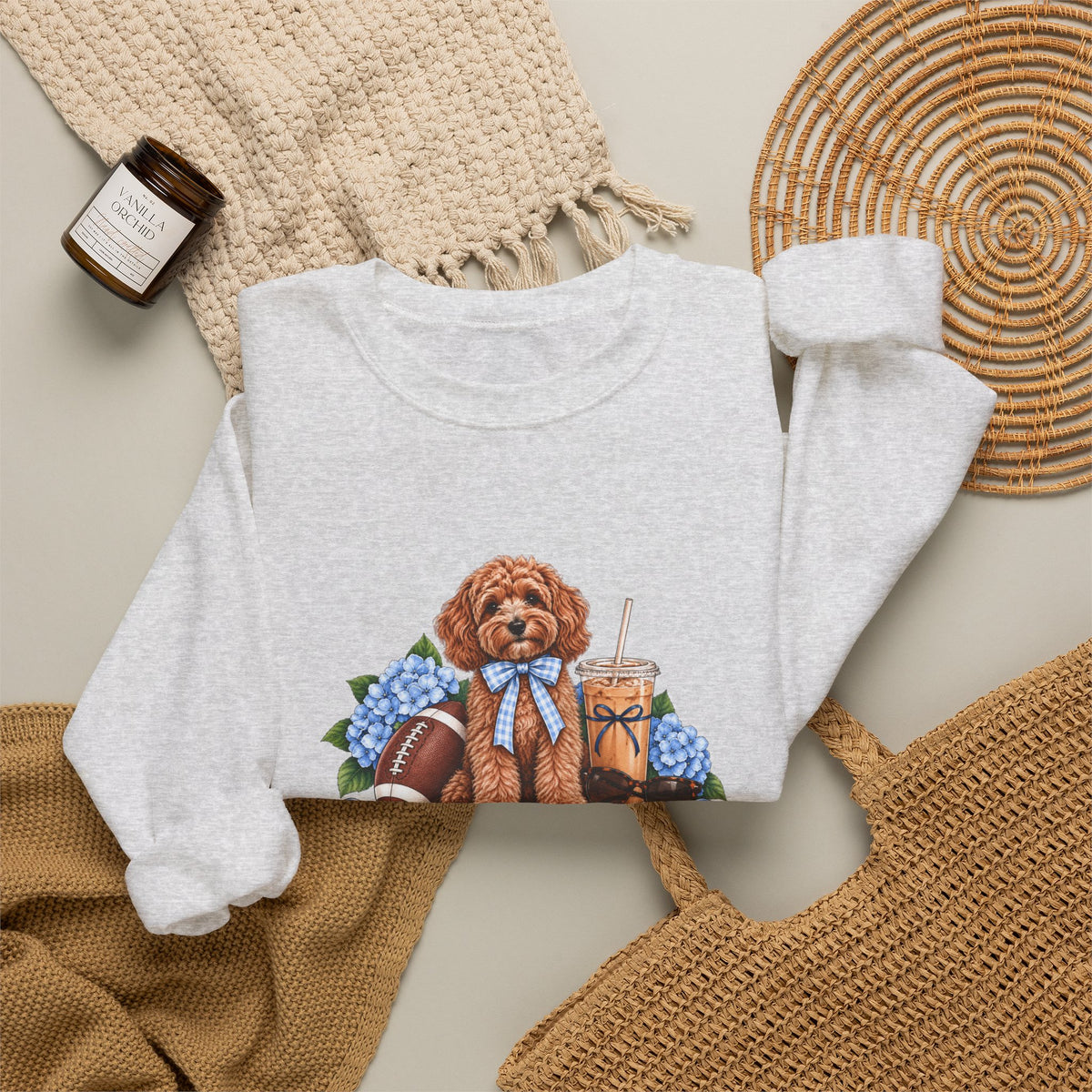 Dog Mom Football Crewneck Sweatshirt