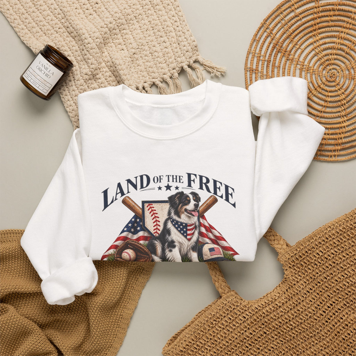 Land of the Free Home of the Dogs Crewneck Sweatshirt