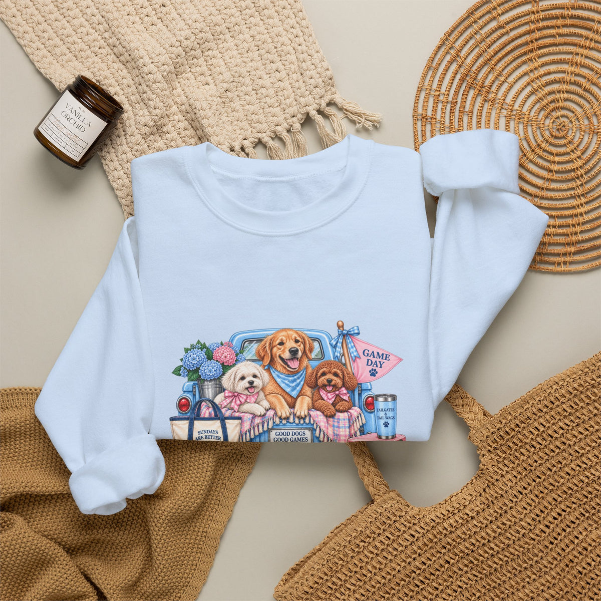Dog Trio Football Crewneck Sweatshirt