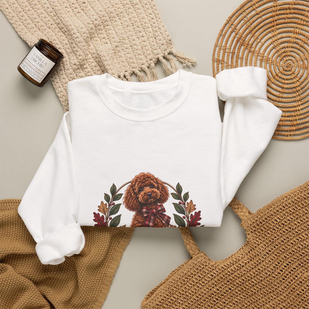 Poodle Wreath Football Crewneck Sweatshirt