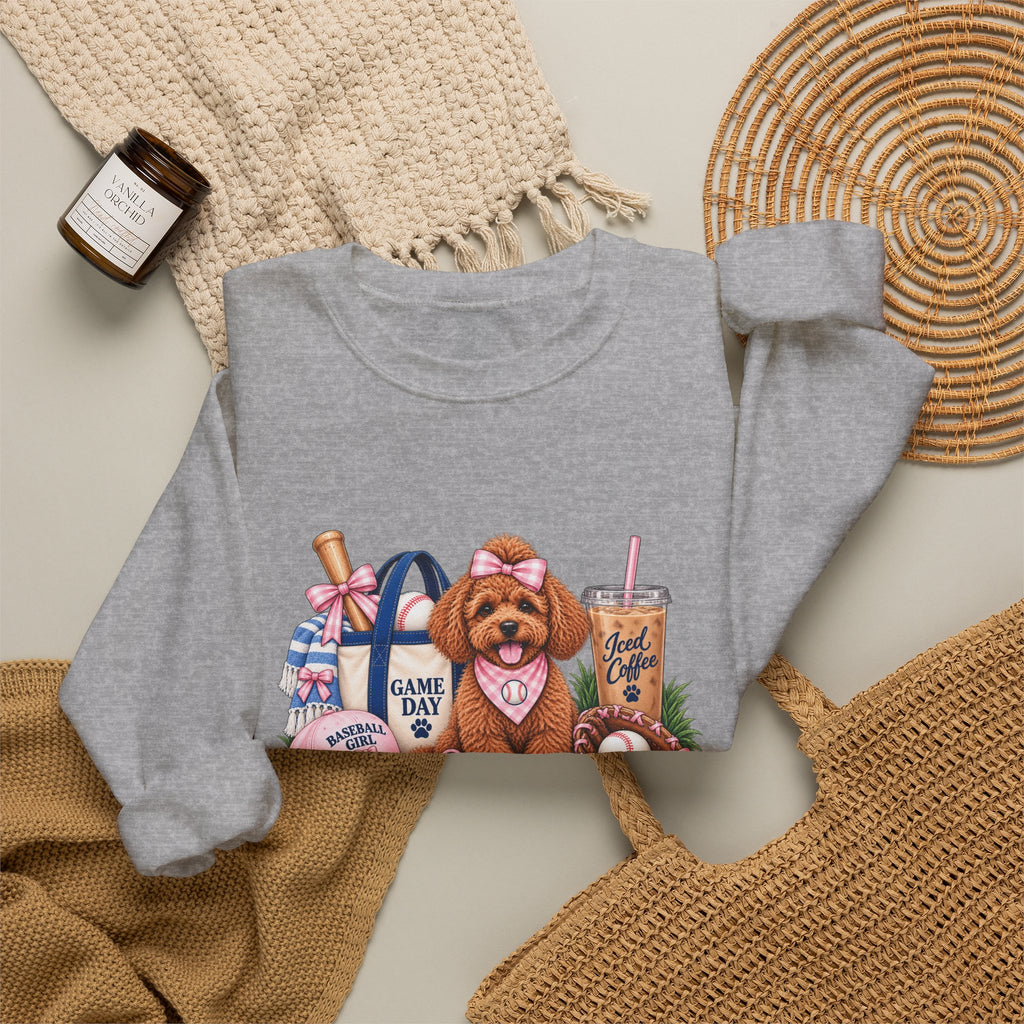 Poodle Baseball Crewneck Sweatshirt