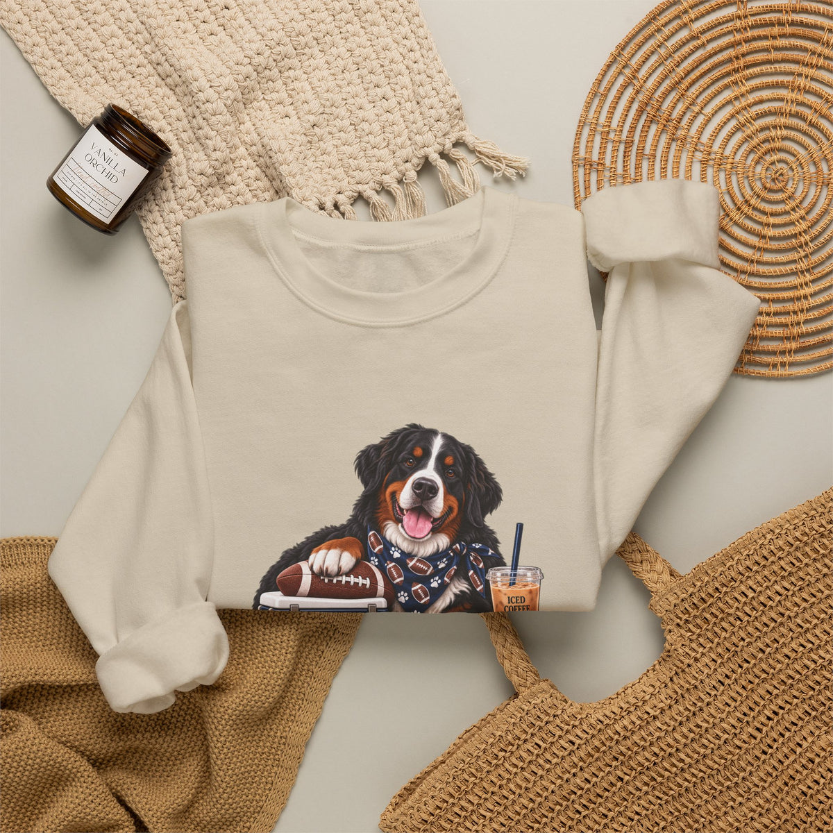 Bernese Mountain Dog Football Crewneck Sweatshirt