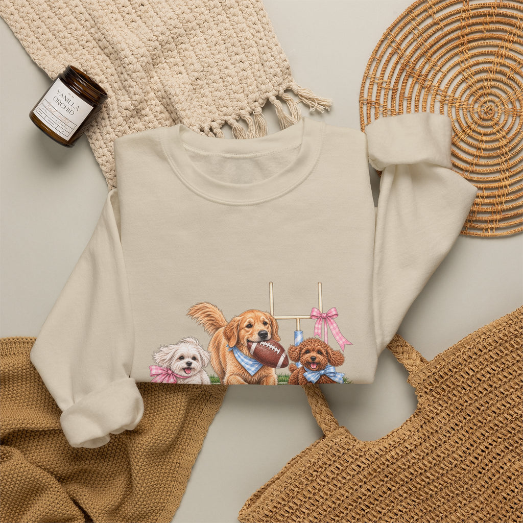 Dog Trio Football Crewneck Sweatshirt