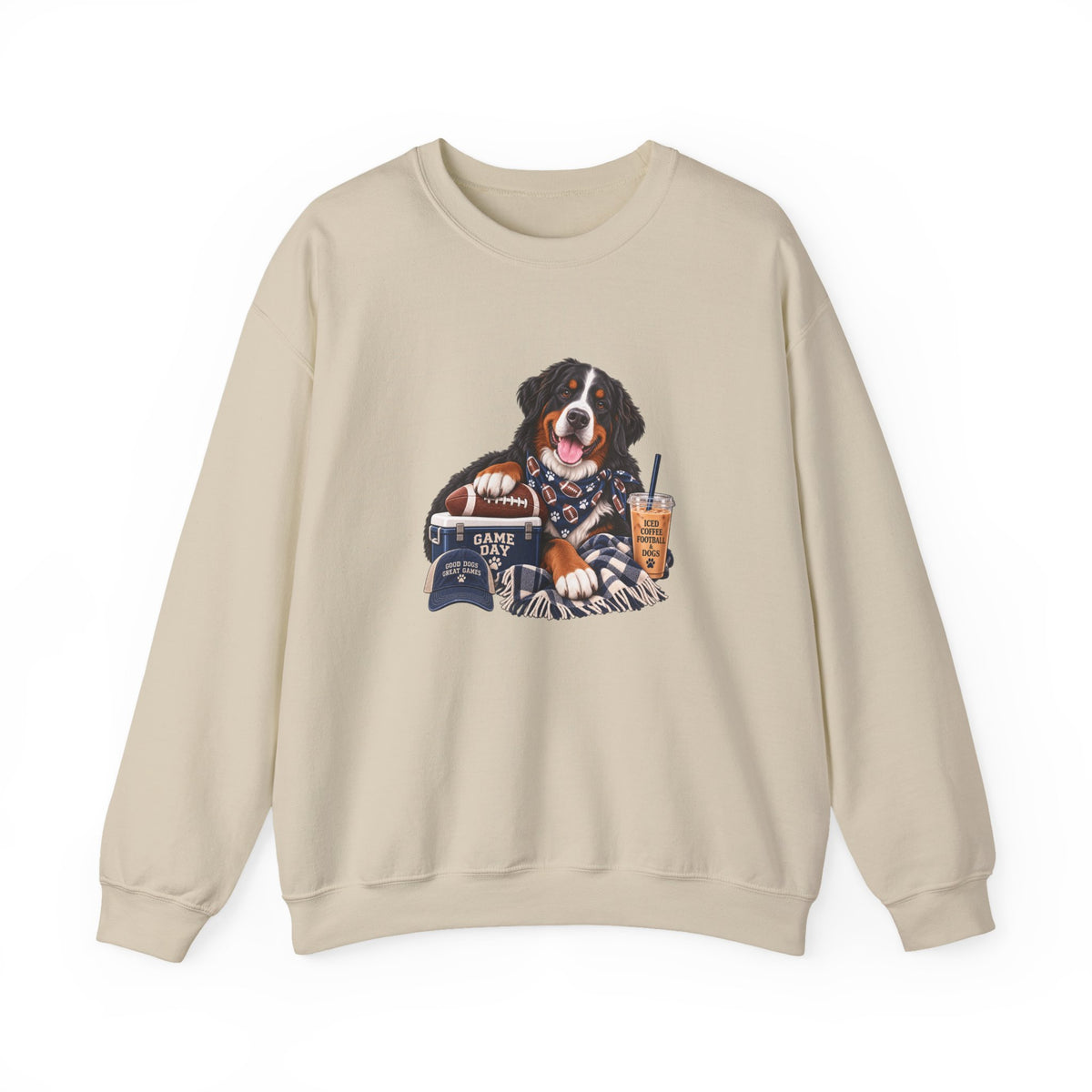 Bernese Mountain Dog Football Crewneck Sweatshirt