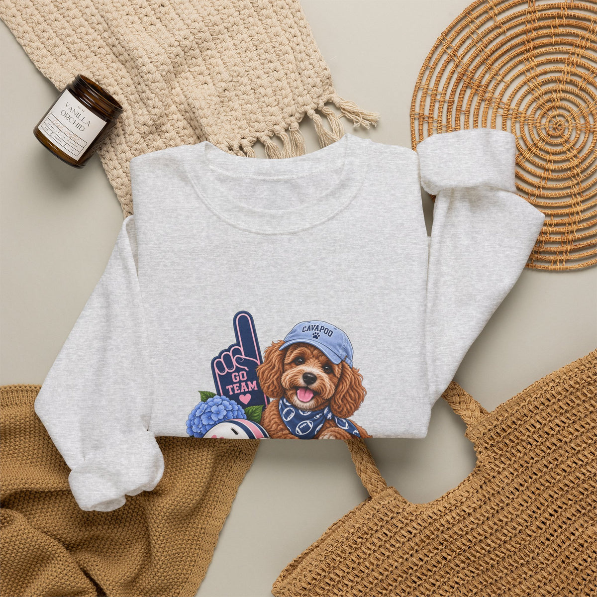 Cavapoo Football Crewneck Sweatshirt