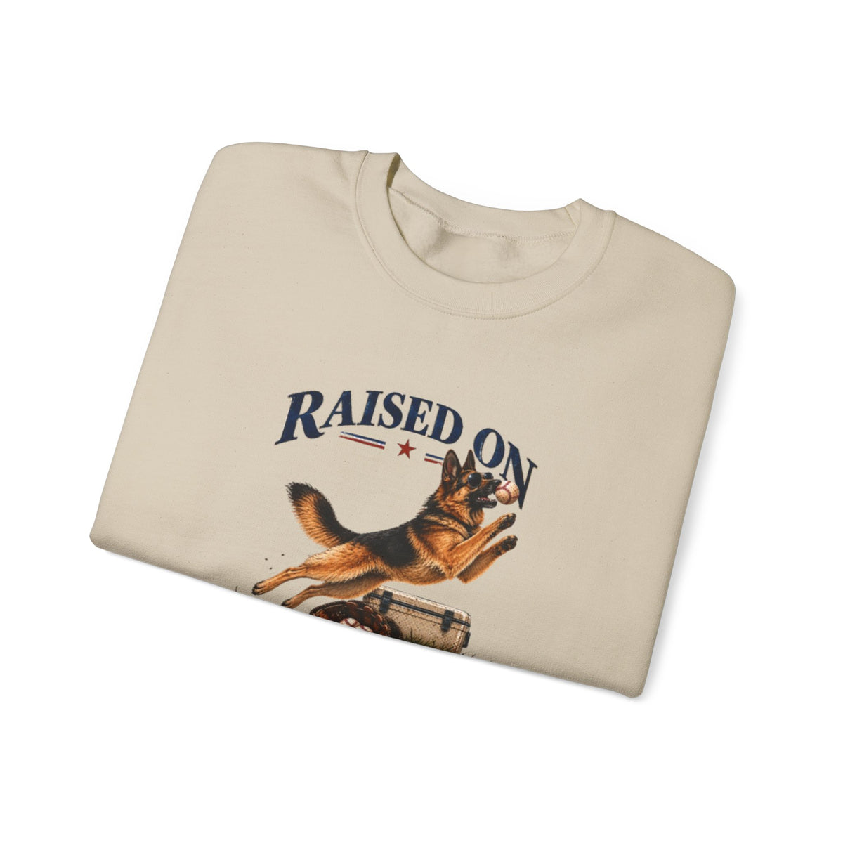 Raised on Baseball Football Crewneck Sweatshirt