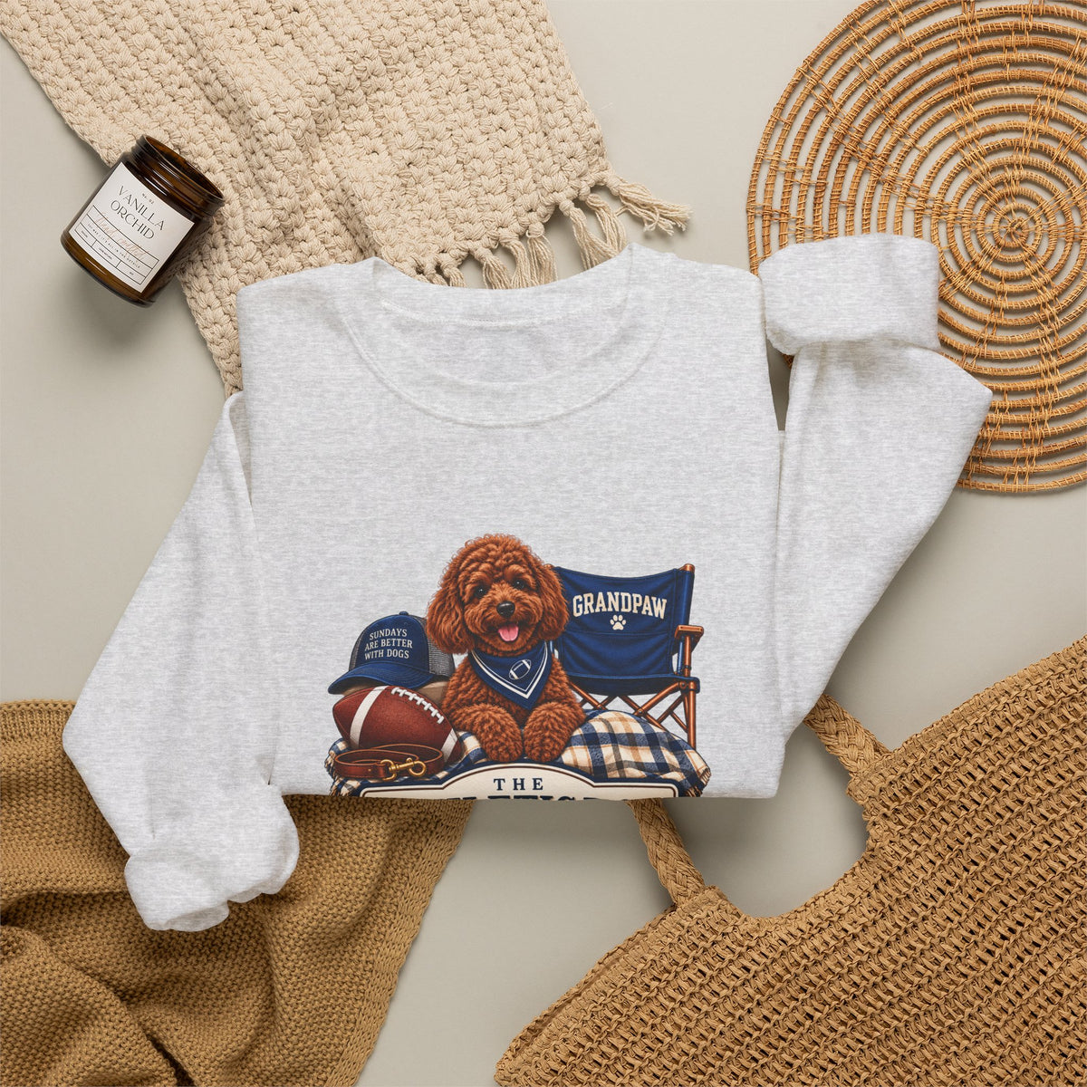 Dog Grandpa Football Crewneck Sweatshirt