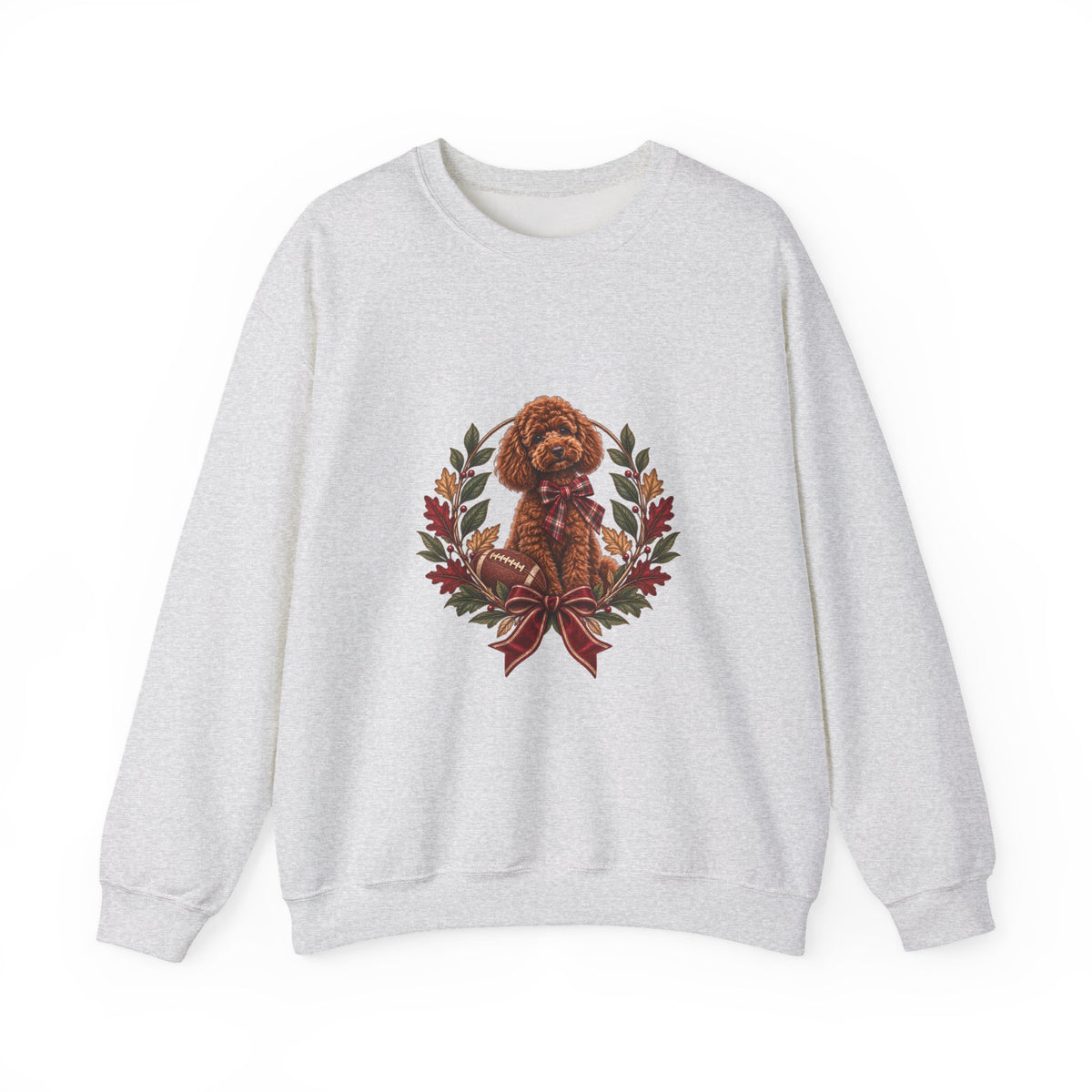 Poodle Wreath Football Crewneck Sweatshirt