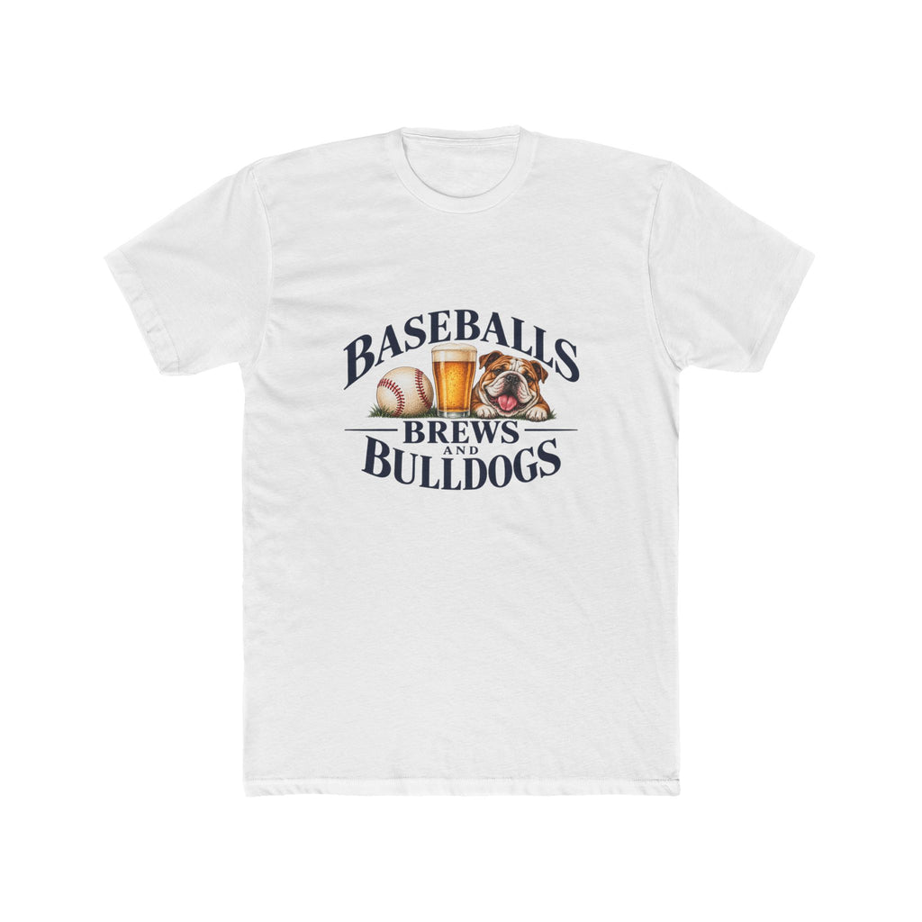 Baseballs Brews and Bulldogs Graphic Tee — Crew Shirt