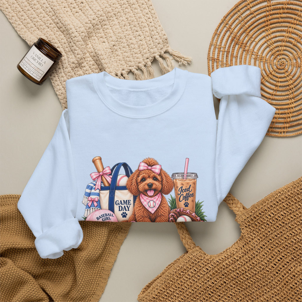 Poodle Baseball Crewneck Sweatshirt