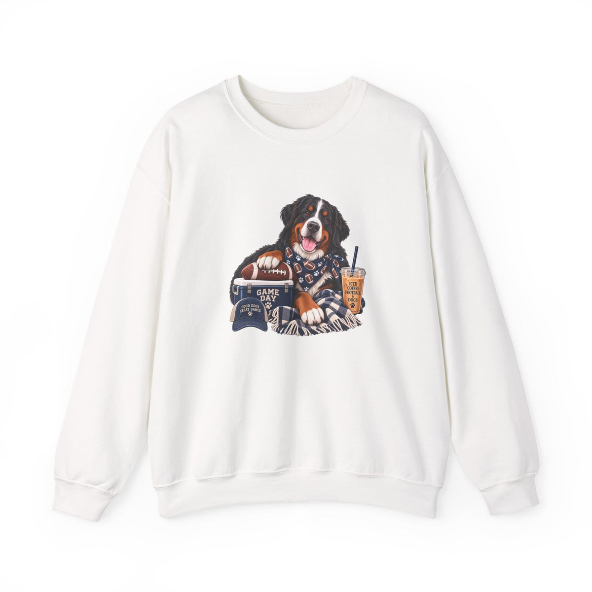 Bernese Mountain Dog Football Crewneck Sweatshirt