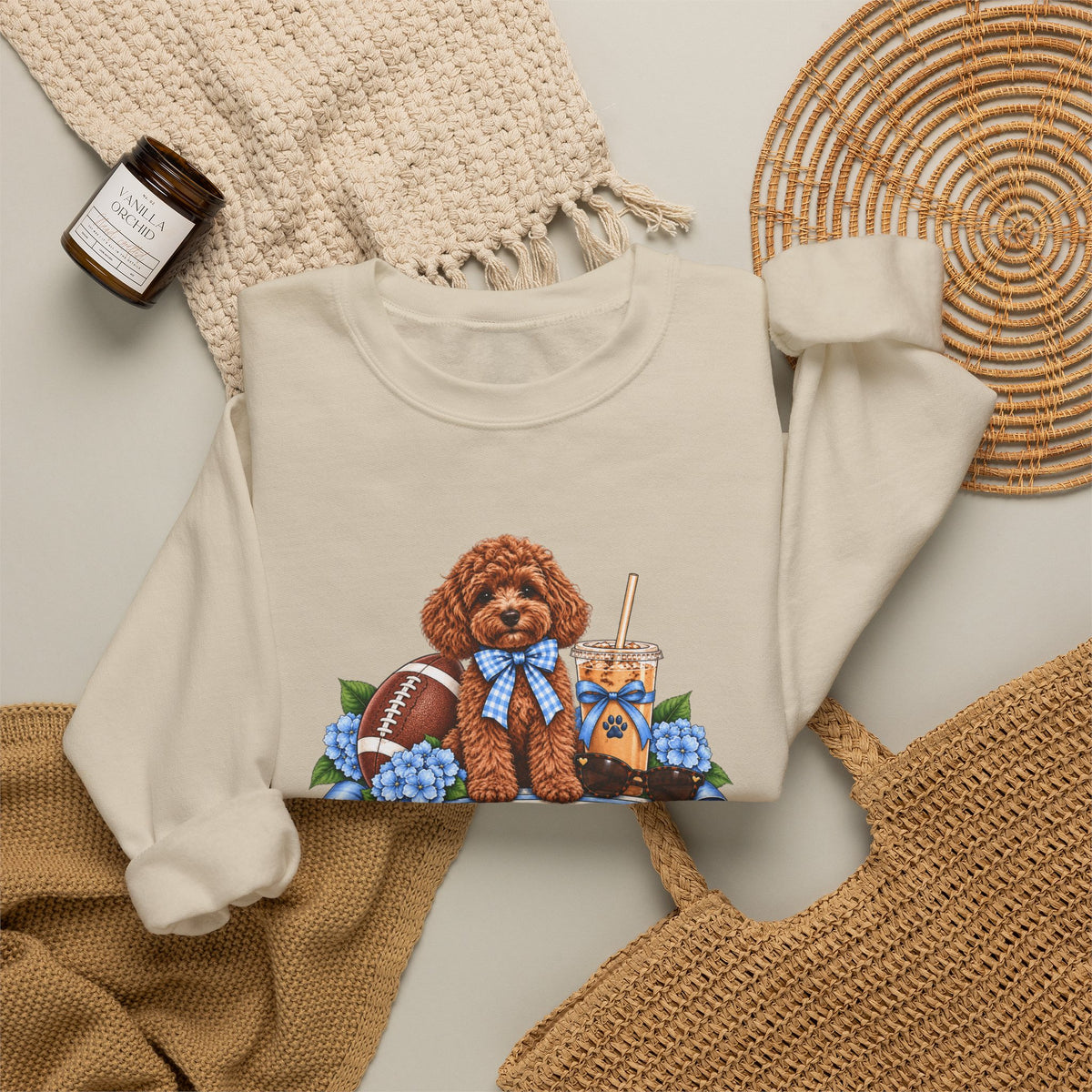 Dog Mom Football Crewneck Sweatshirt