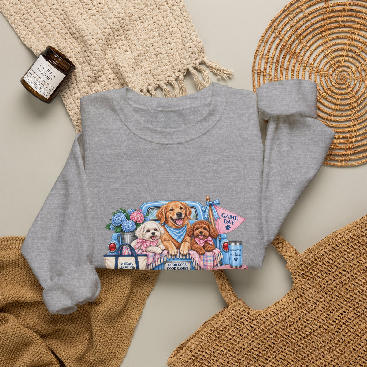 Dog Trio Football Crewneck Sweatshirt