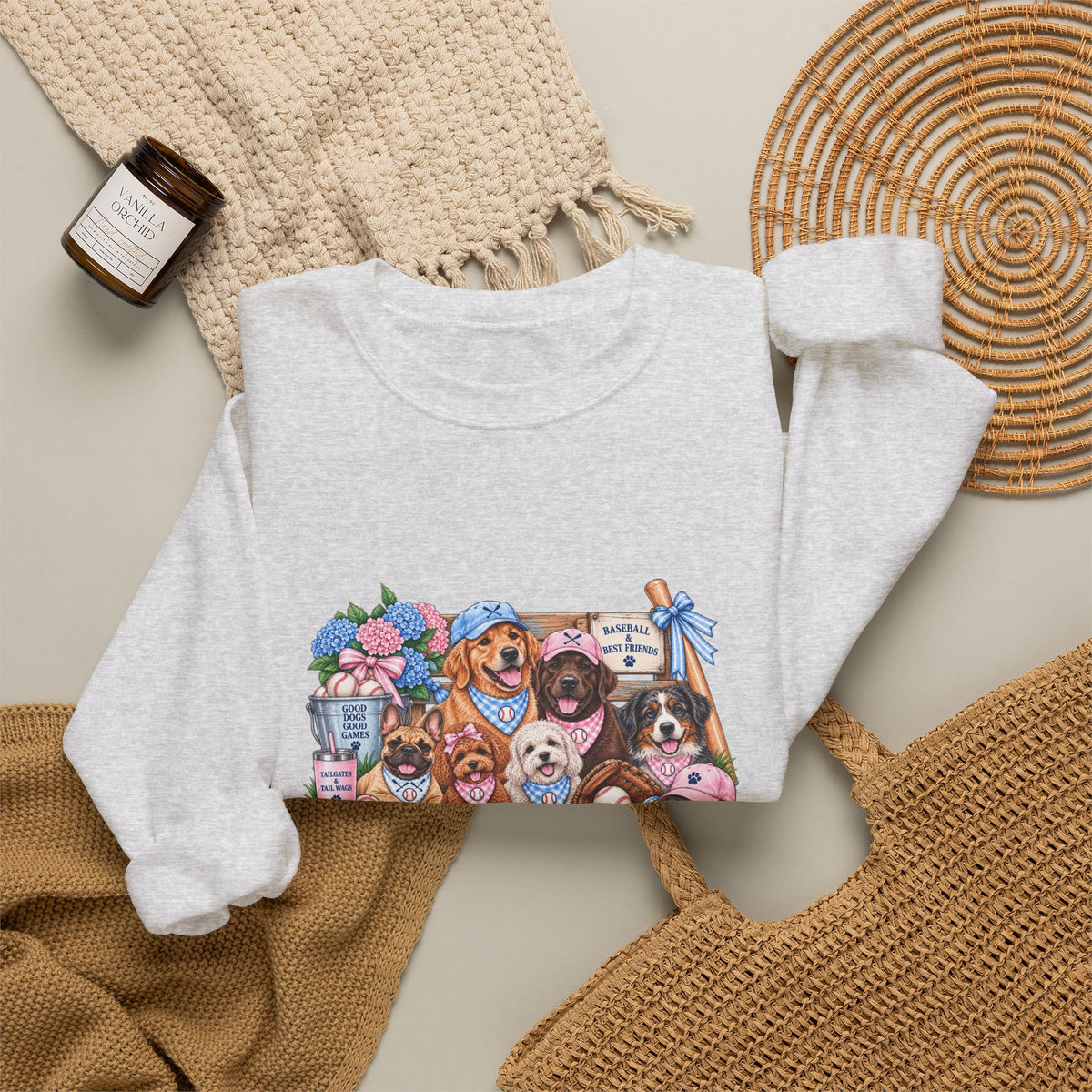 Dog Lover Baseball Crewneck Sweatshirt