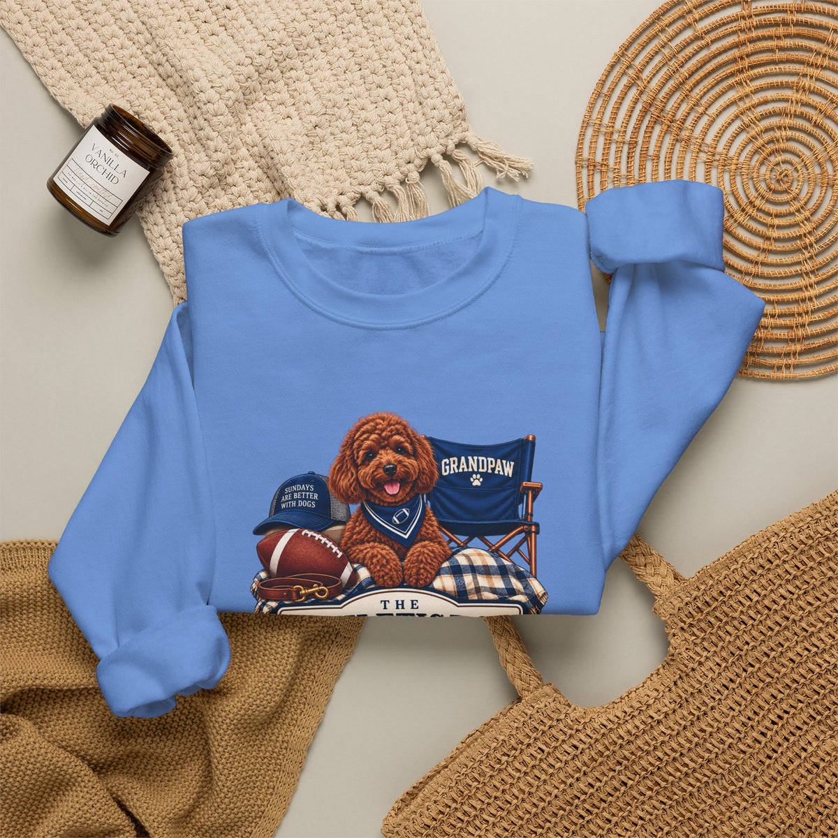 Dog Grandpa Football Crewneck Sweatshirt