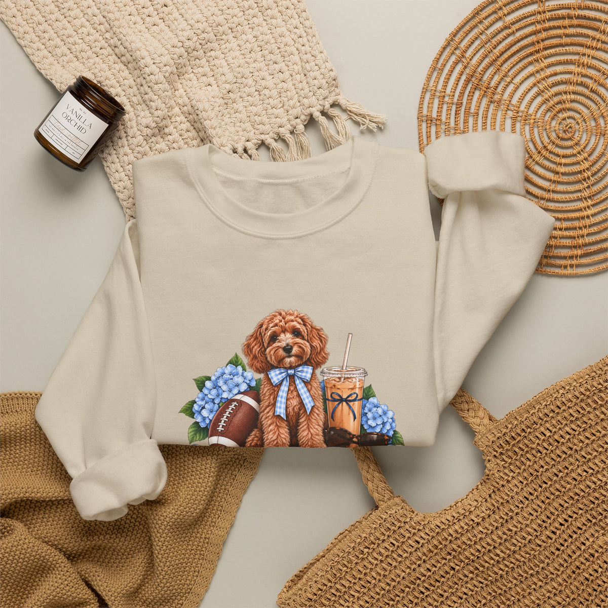 Dog Mom Football Crewneck Sweatshirt