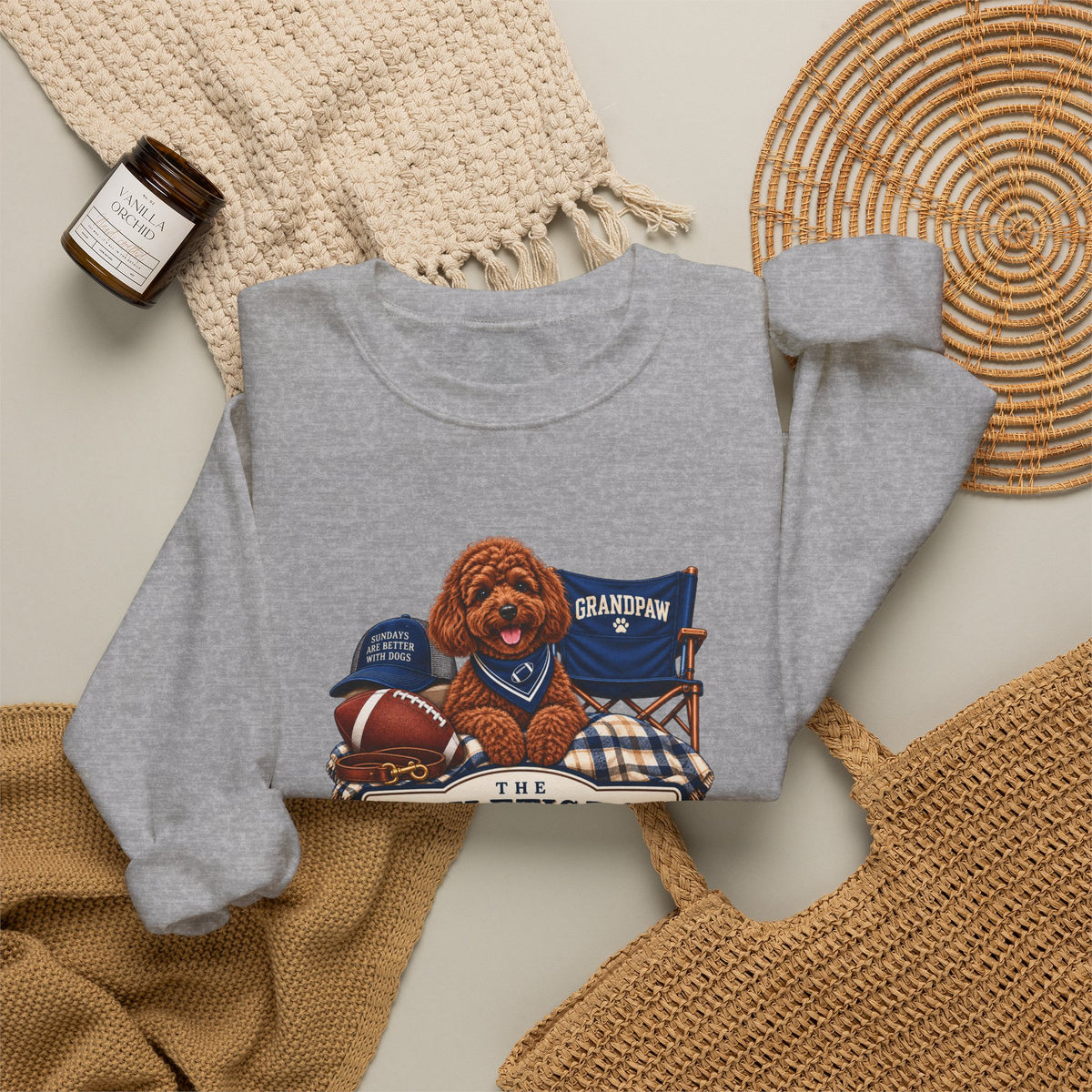 Dog Grandpa Football Crewneck Sweatshirt