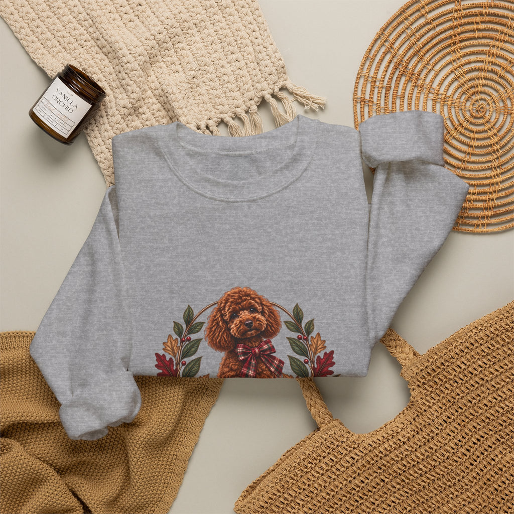 Poodle Wreath Football Crewneck Sweatshirt