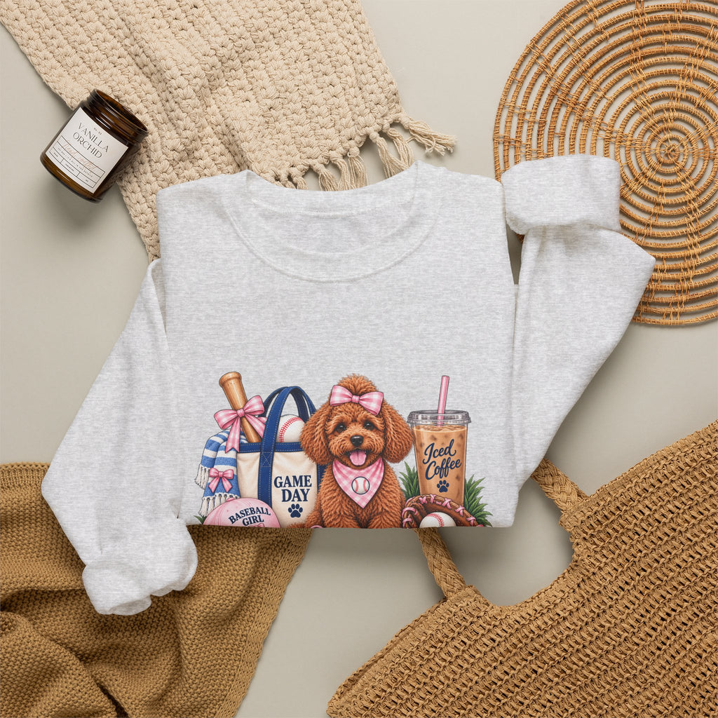 Poodle Baseball Crewneck Sweatshirt