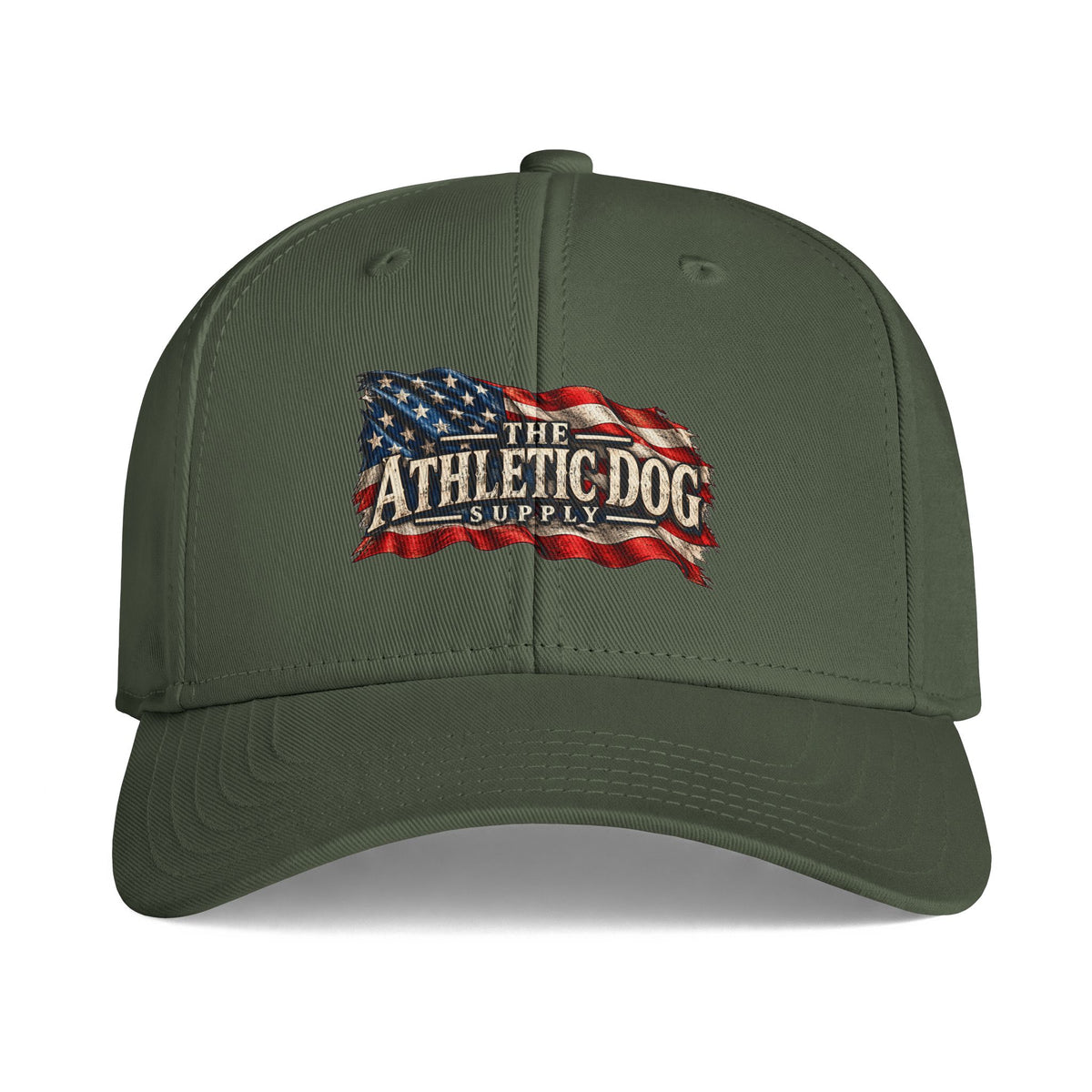 American Flag Athletic Dog Cap — Patriotic Logo Baseball Hat