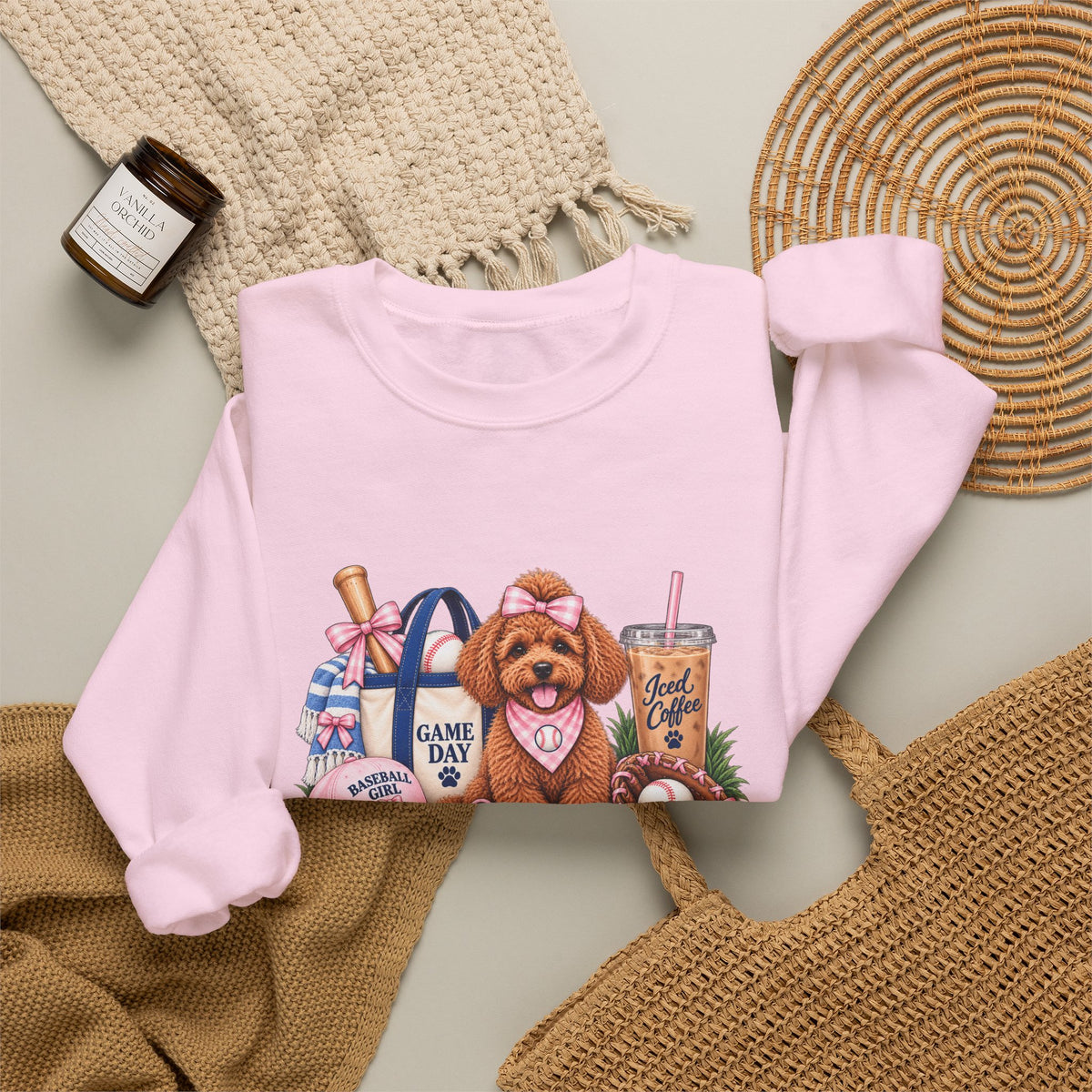 Poodle Baseball Crewneck Sweatshirt