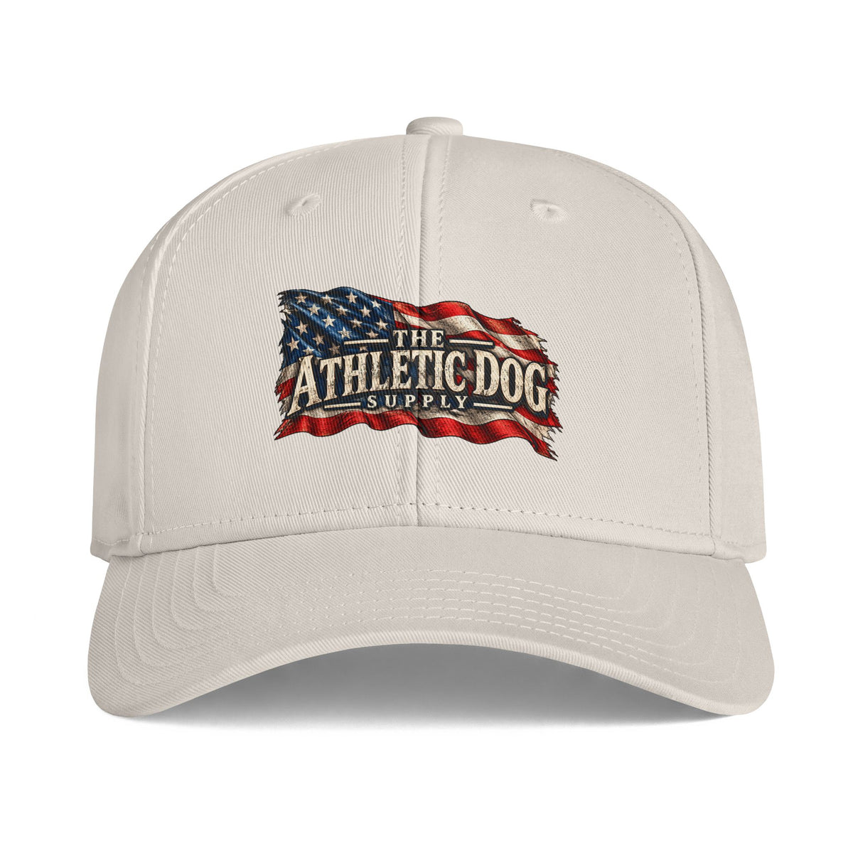 American Flag Athletic Dog Cap — Patriotic Logo Baseball Hat