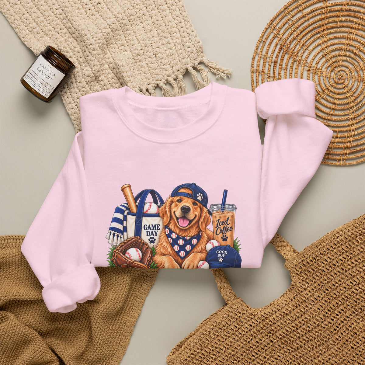 Golden Retriever Baseball Crewneck Sweatshirt