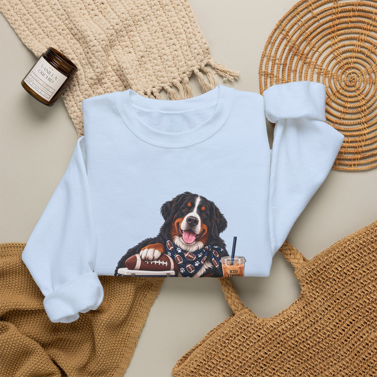 Bernese Mountain Dog Football Crewneck Sweatshirt