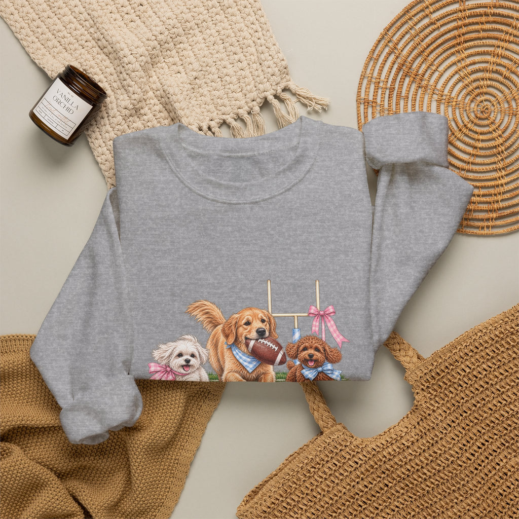 Puppy Trio Football Crewneck Sweatshirt