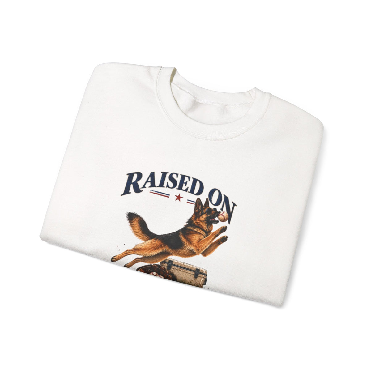 Raised on Baseball Football Crewneck Sweatshirt