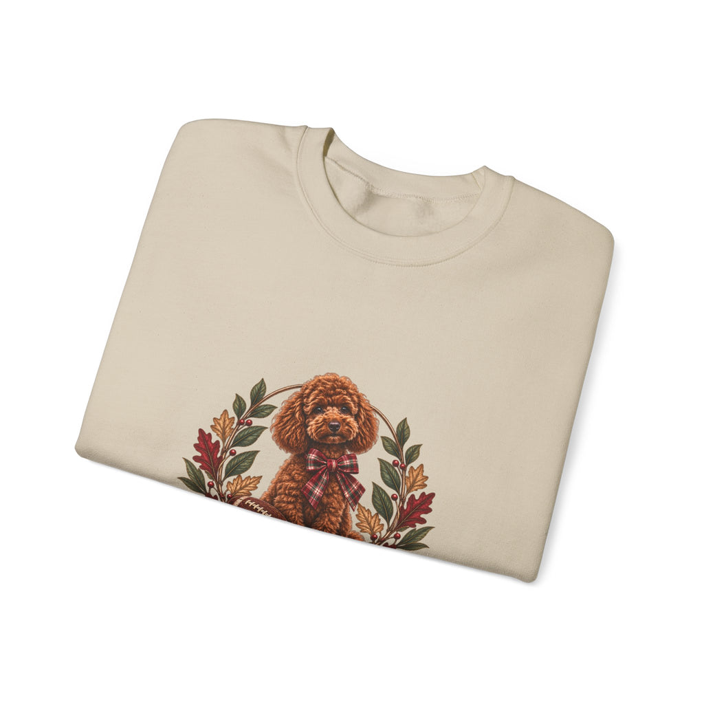 Poodle Wreath Football Crewneck Sweatshirt