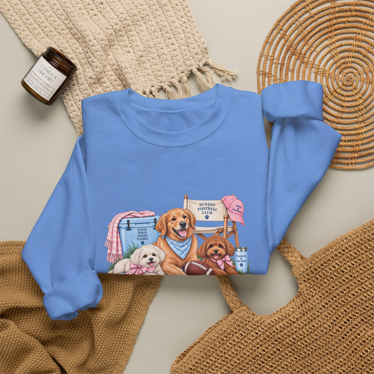 Dog Trio Football Crewneck Sweatshirt