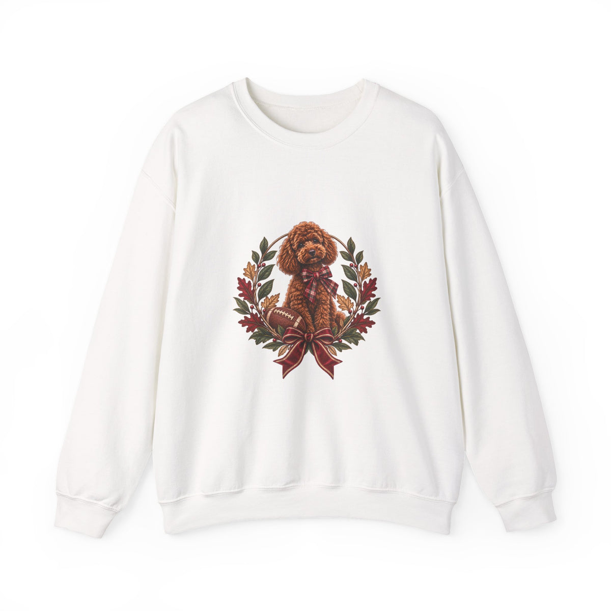 Poodle Wreath Football Crewneck Sweatshirt
