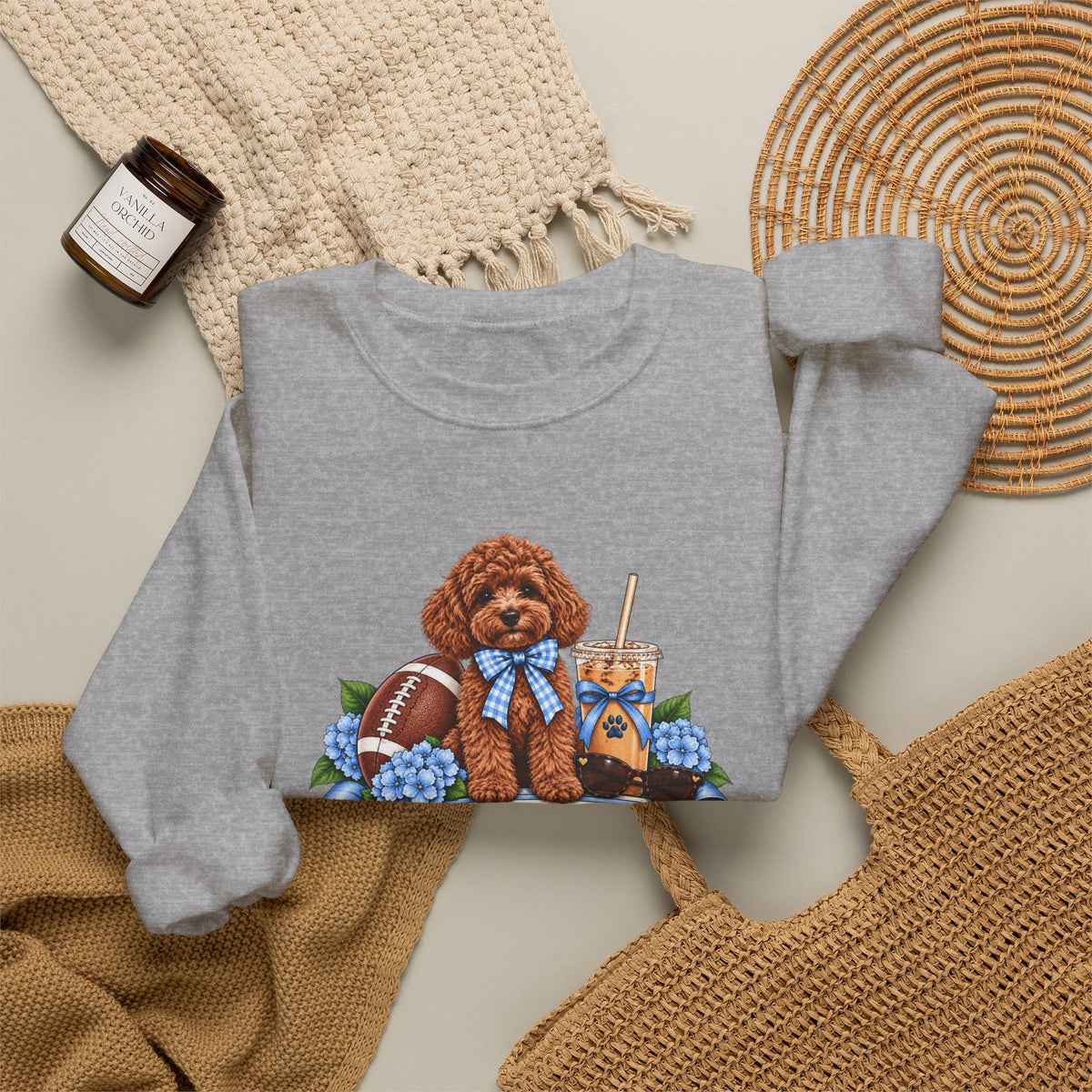 Dog Mom Football Crewneck Sweatshirt