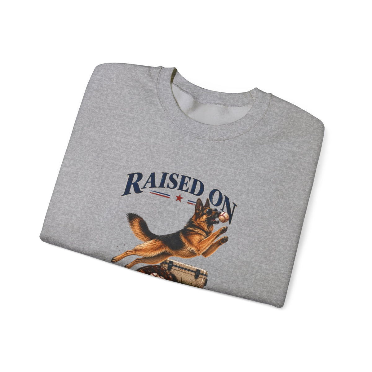 Raised on Baseball Football Crewneck Sweatshirt