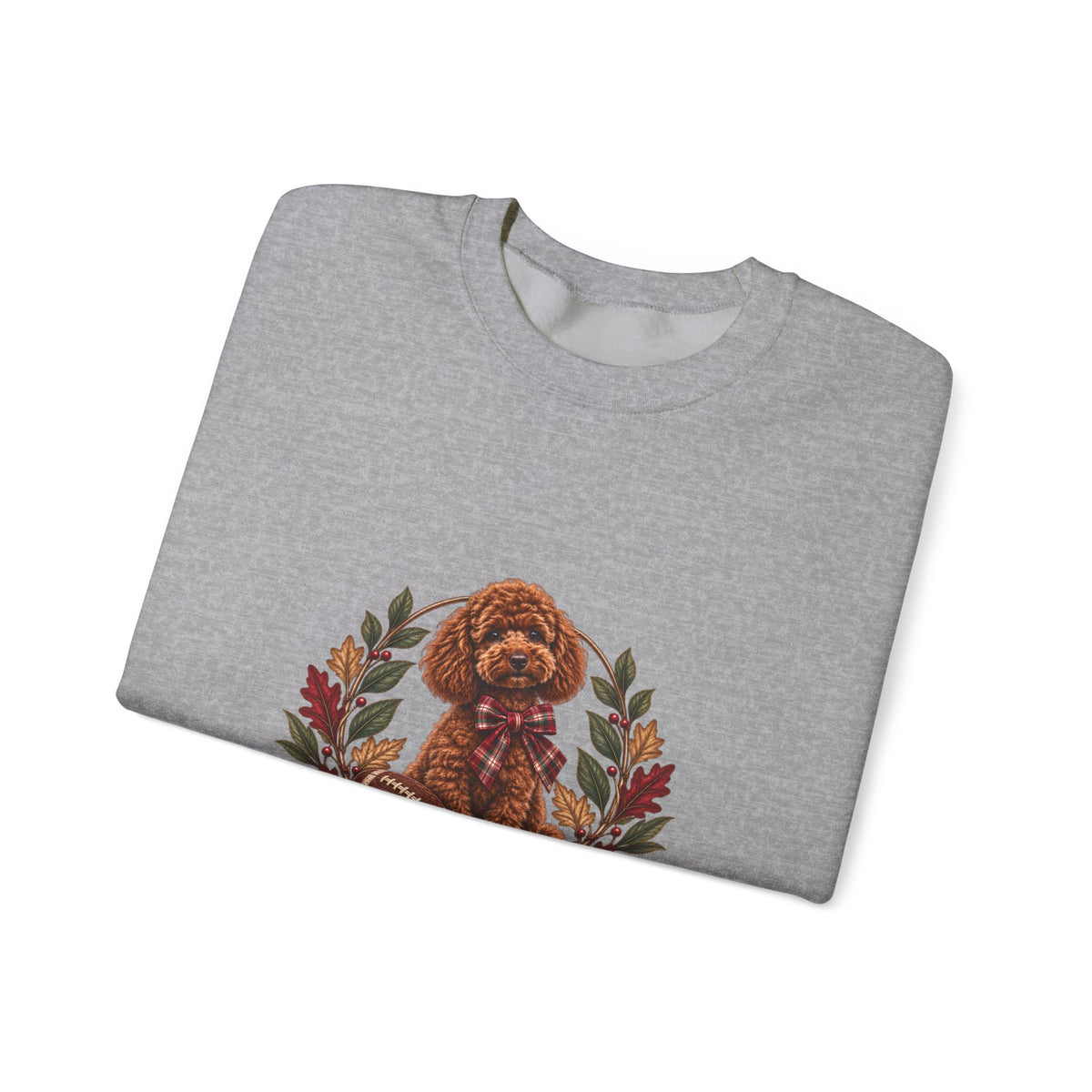 Poodle Wreath Football Crewneck Sweatshirt