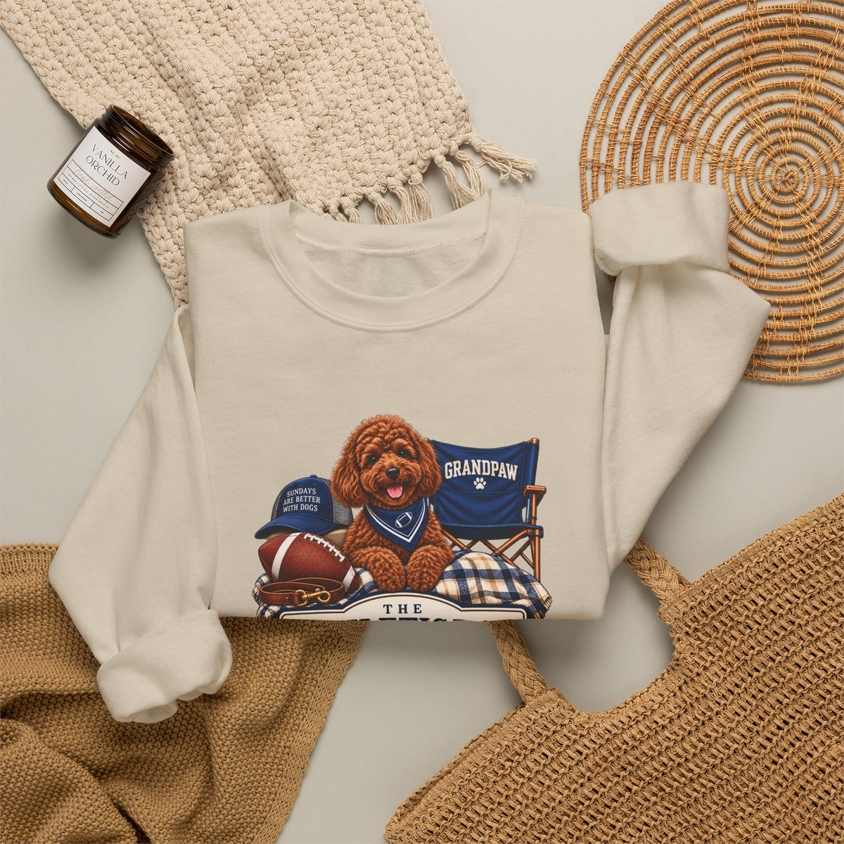 Dog Grandpa Football Crewneck Sweatshirt