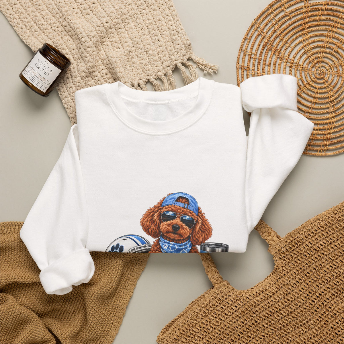 Toy Poodle Football Crewneck Sweatshirt