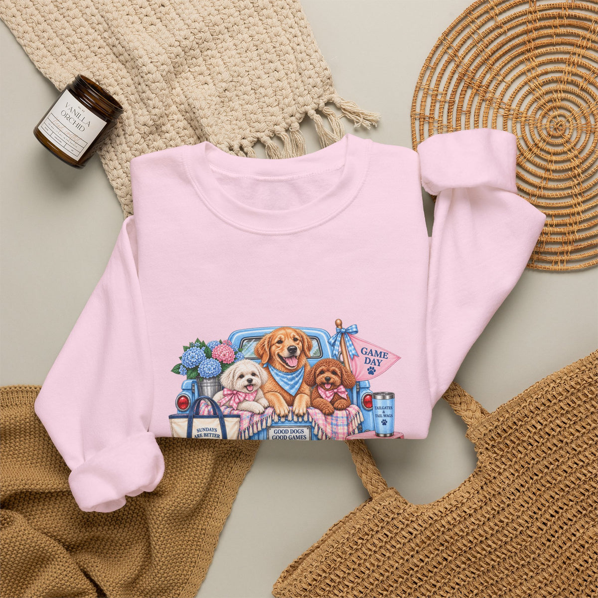Dog Trio Football Crewneck Sweatshirt
