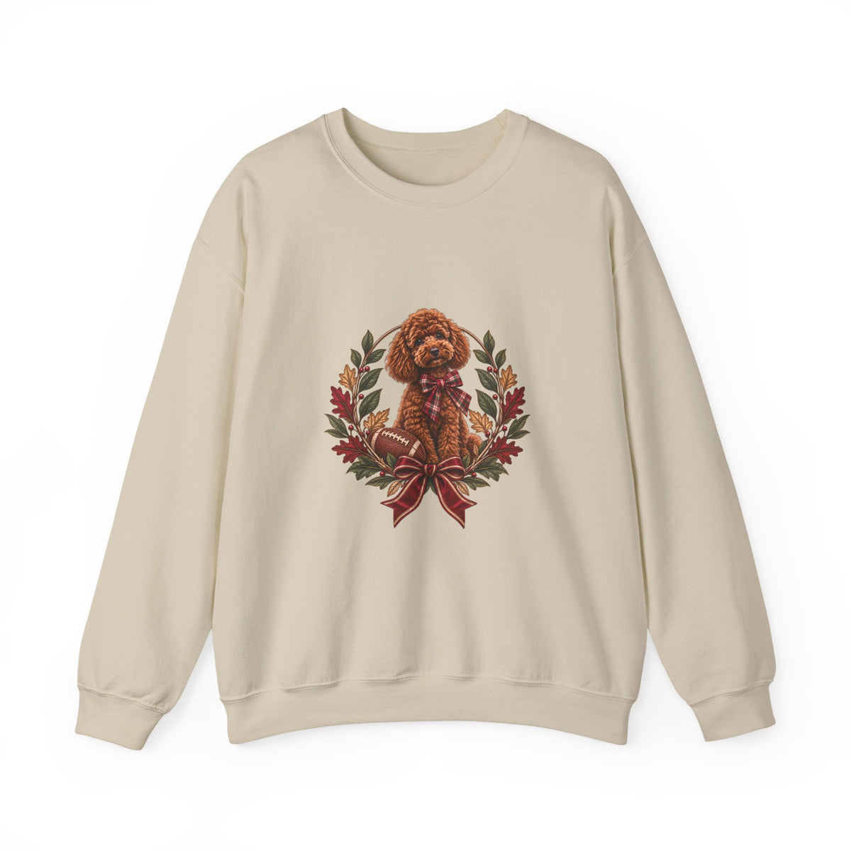 Poodle Wreath Football Crewneck Sweatshirt